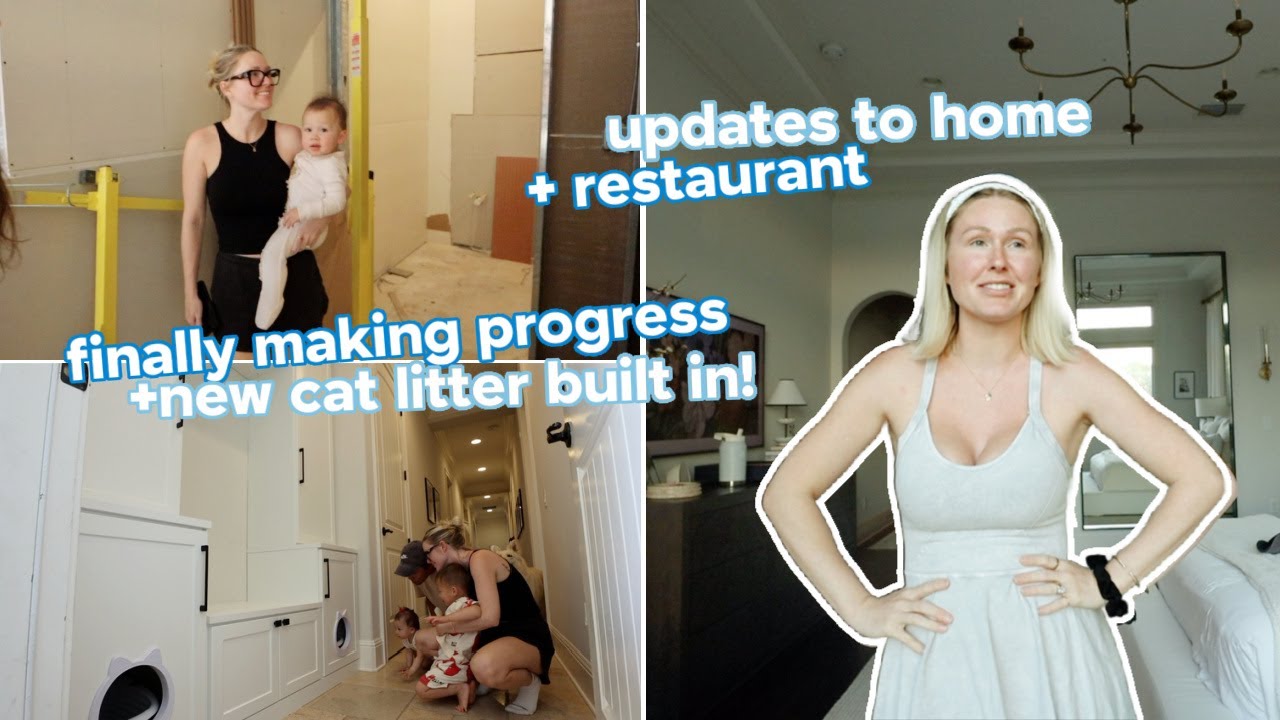 finally making progress, restaurant tile reveal + cat litter box built in!