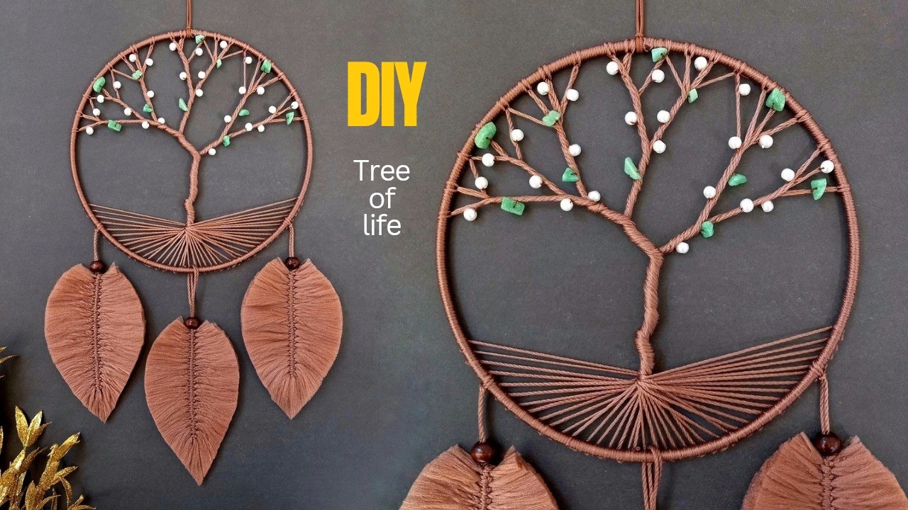 Tree of life diy | Tree of life dreamcatcher tutorial | Diy wall hanging macrame