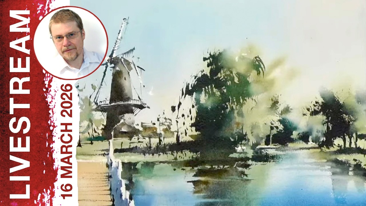 Monday Livestream 55: City Mill, Leiden, Netherlands (Watercolor Landscape Demo)