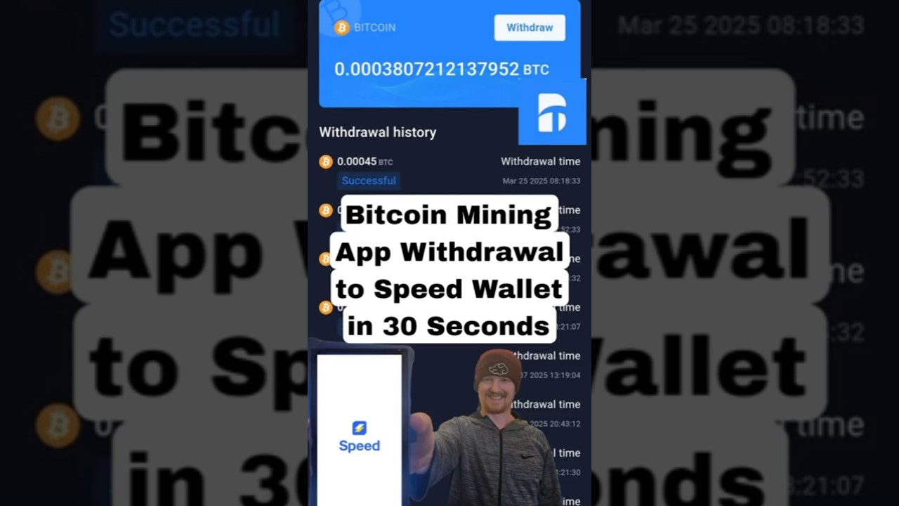 Bitcoin Mining App 30 Second Withdrawal to Speed Wallet