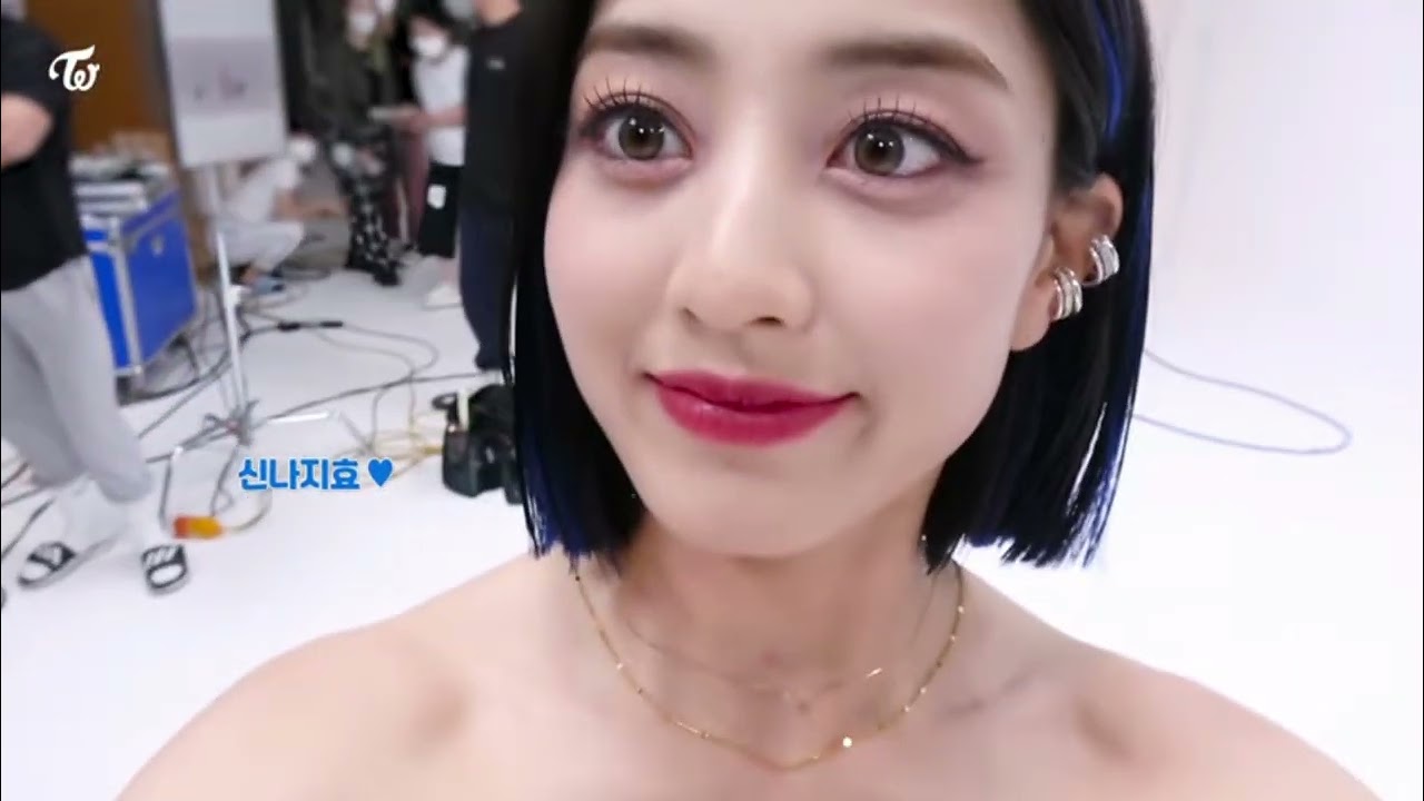 Jihyo making a Vlog of Twice jacket shooting