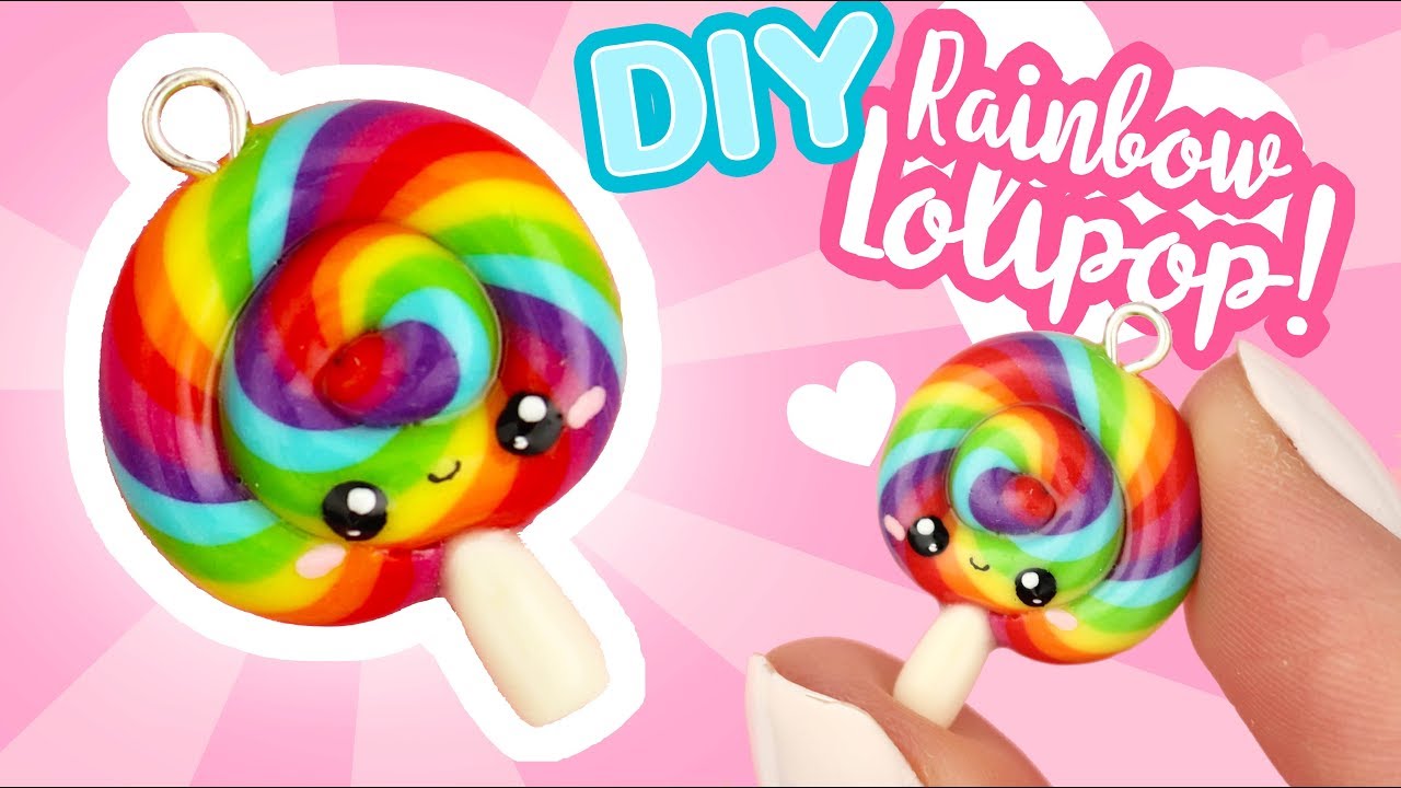 RAINBOW Lollipop- Easy Clay DIY! | KAWAII FRIDAY
