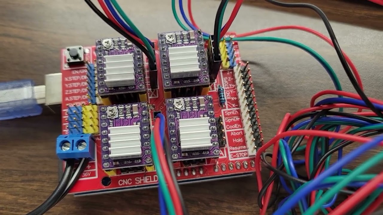 Initial Test of 3 Stepper Motors and Arduino UNO / CNC Shield