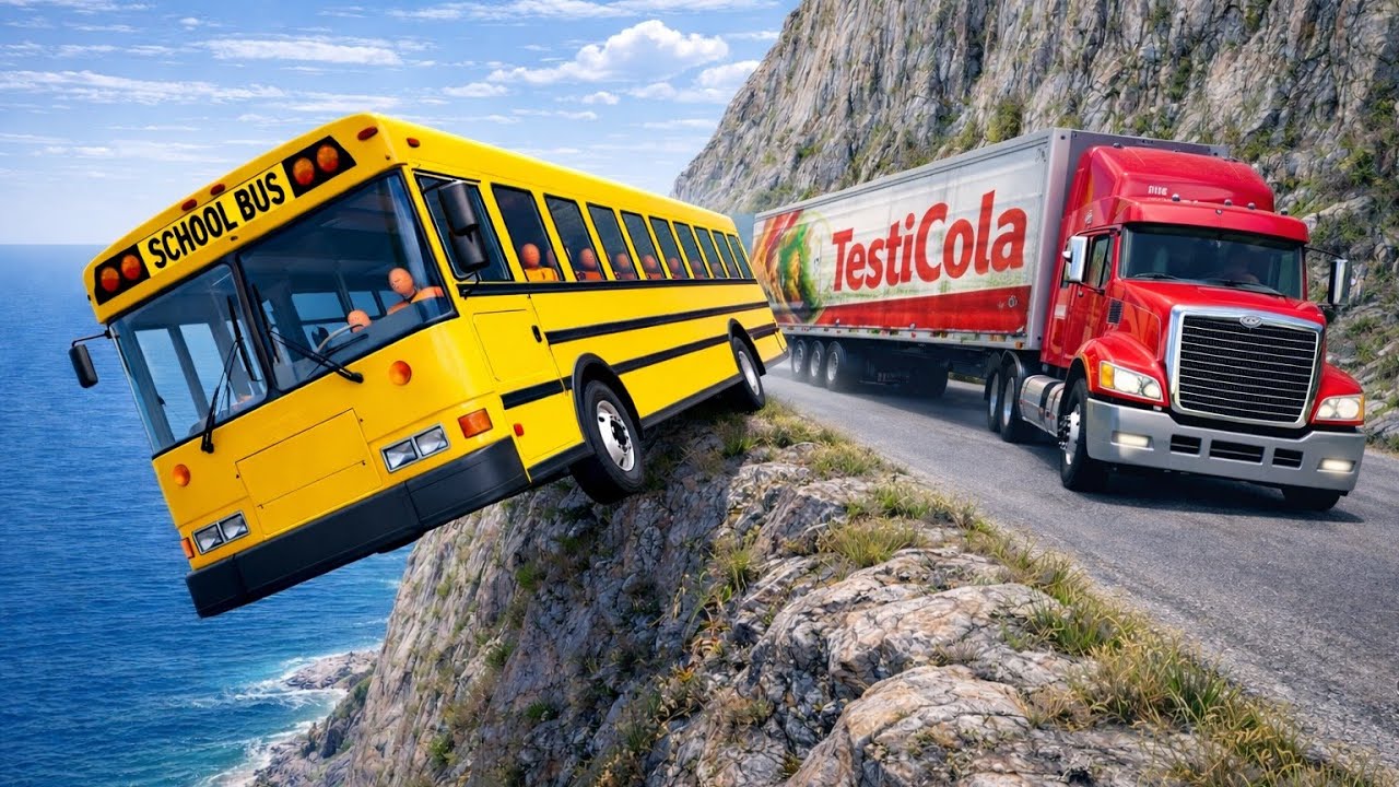 Bus vs truck deadly cliff mountains💥🤯 | Beamng drive #62!