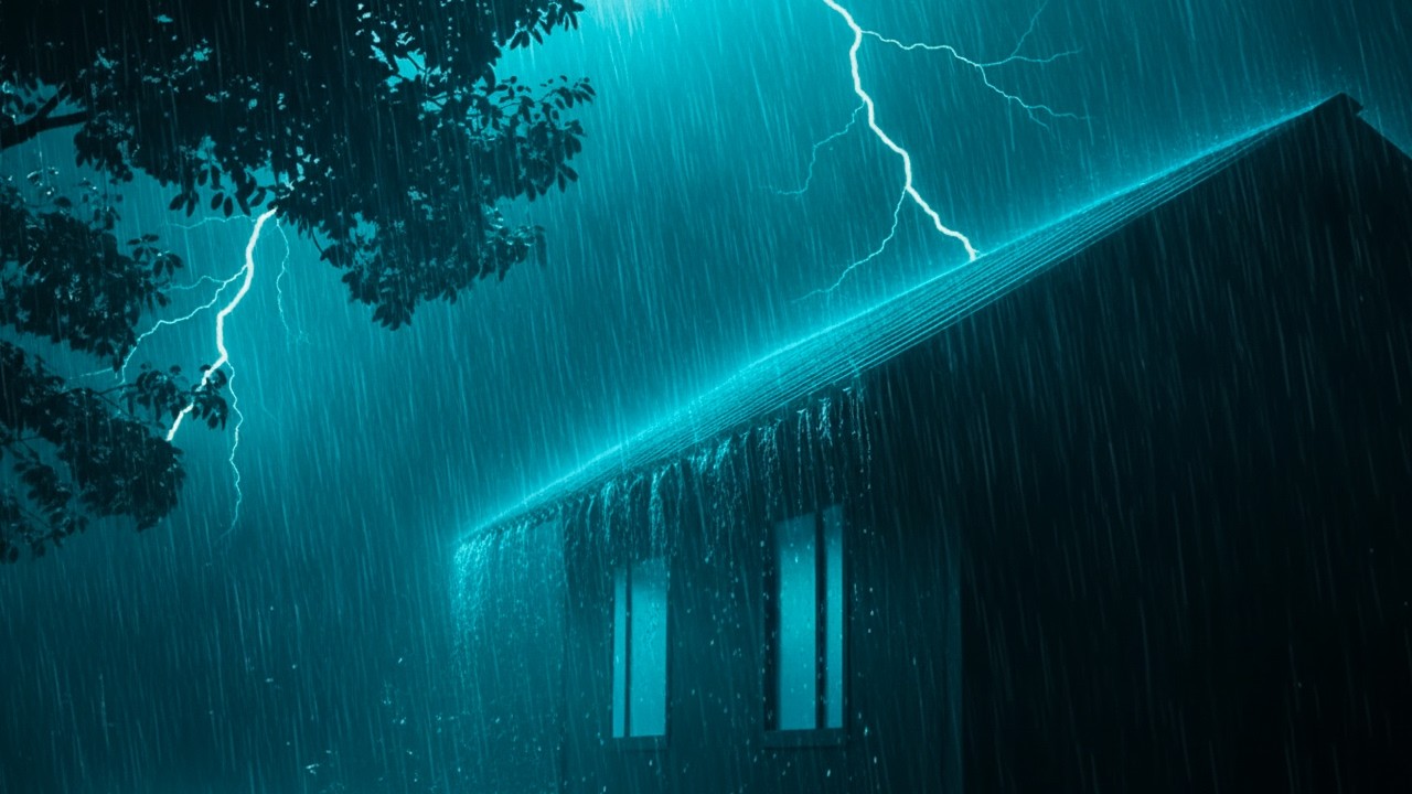 Insomnia Relief & Deep Sleep with Heavy Rain and Rolling Thunder on a Tin Roof at Night