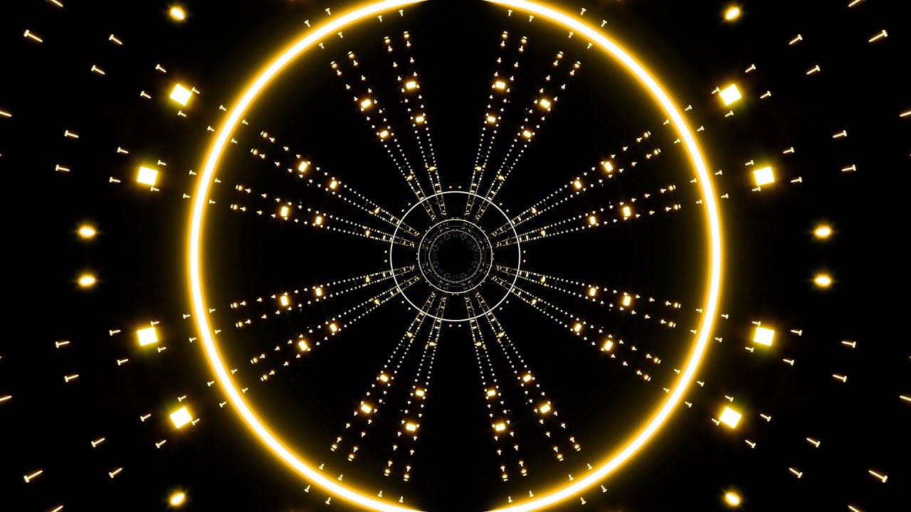 Flickering Yellow Lights Tunnel for Music Visualization Motion Graphic Art Background 4K Loop