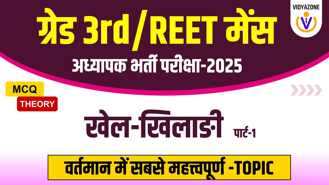 खेल खिलाङी रीट Mains 3rd ग्रेड Teacher Exam 2025 | राजस्थान सामान्य ज्ञान | Most Important Question
