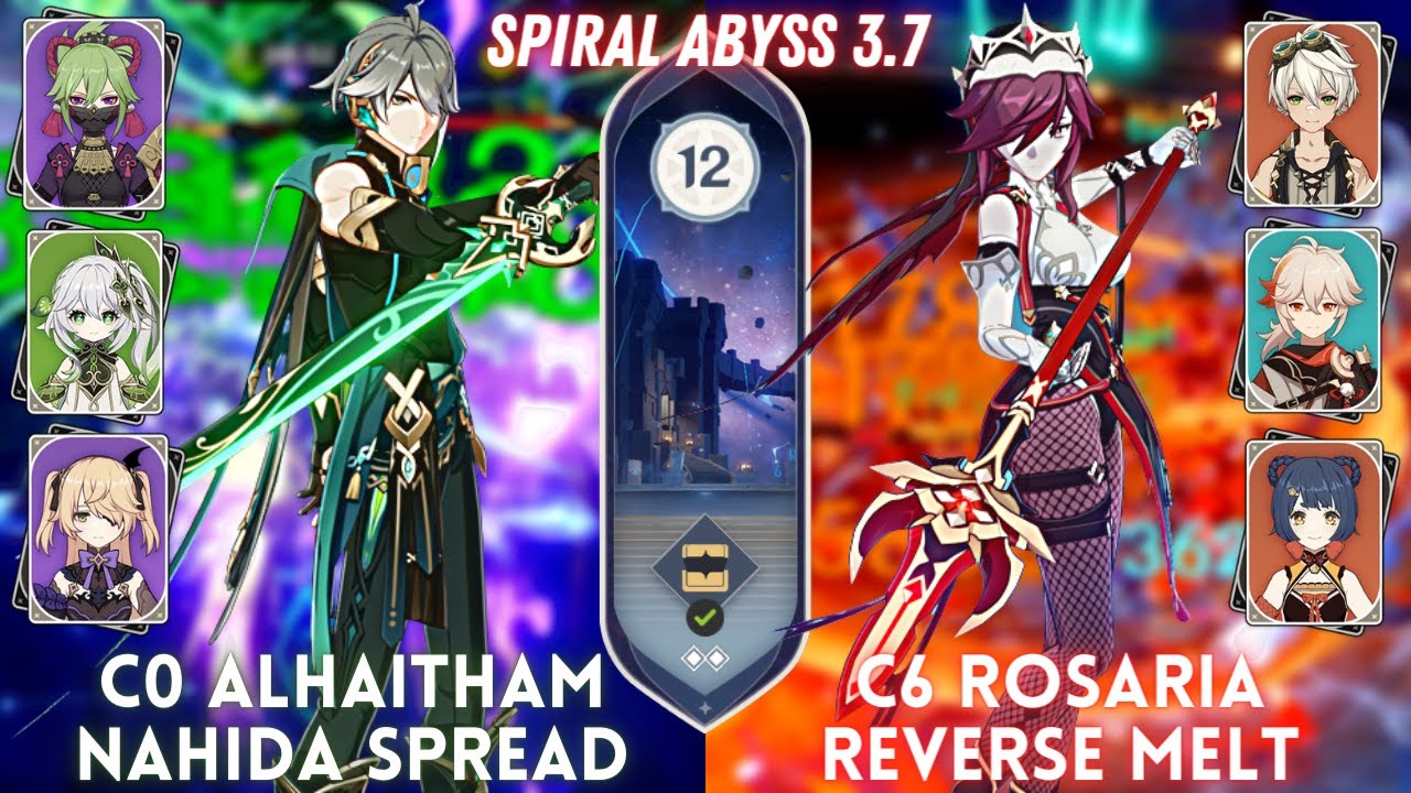 C0 Alhaitham Nahida Spread & C6 Rosaria Reverse Melt | Spiral Abyss 3.7 Floor 12 - 9⭐