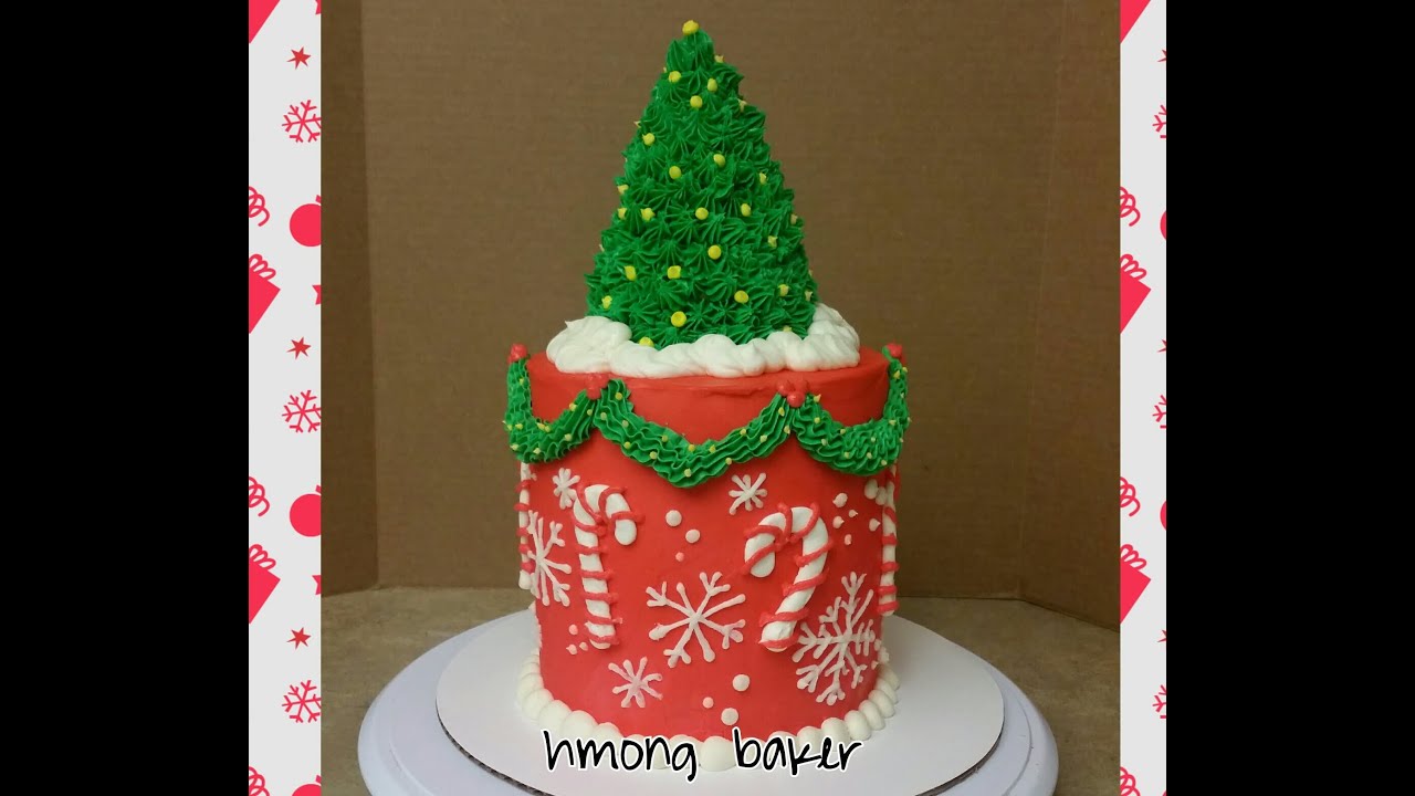 Christmas Tree Cake. A Christmas Theme Cake. Cake Decorating