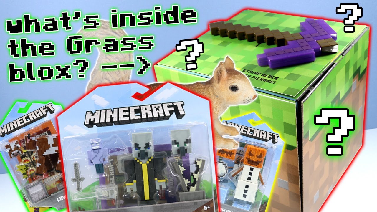 Minecraft Comic Maker Evoker! and Mystery Grass Block Box Mattel