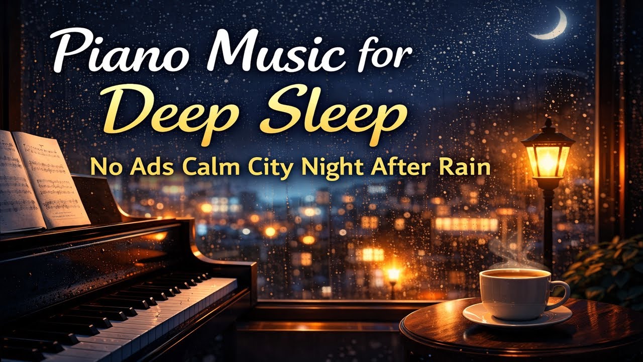 Soft Piano Sleep Music | No Ads Calm Night After Rain
