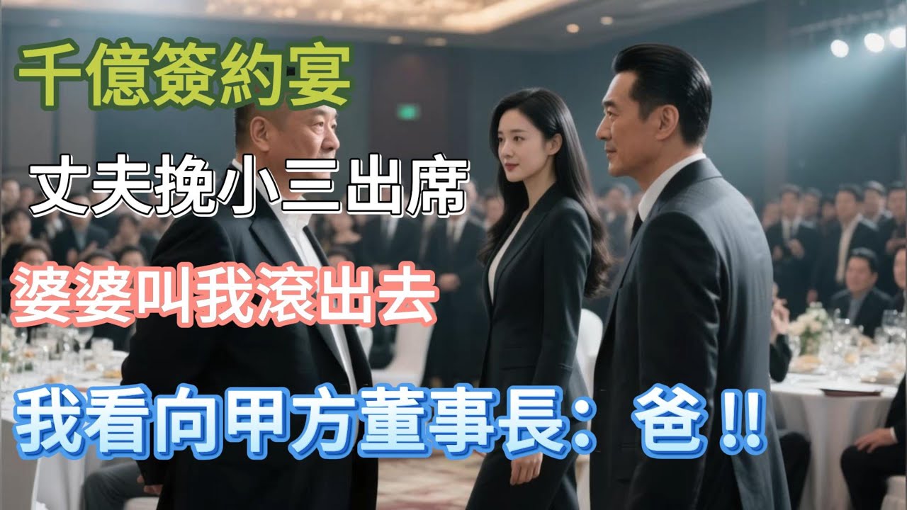 千億簽約宴 丈夫挽小三出席，婆婆叫我滾出去，說：別把窮酸氣帶進來！我看向甲方董事長：爸 這份單還簽#小說 #故事頻道 #故事分享 #爱情