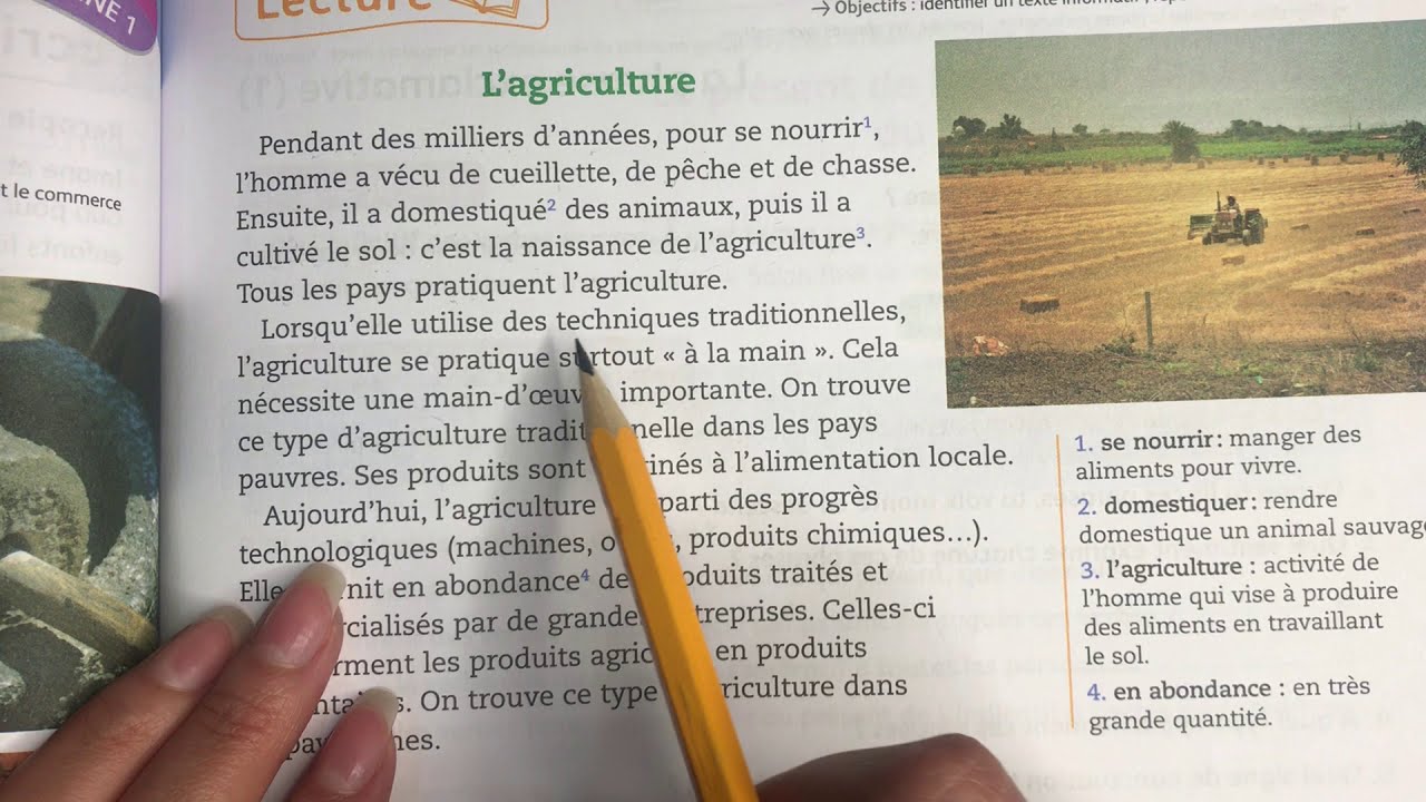 (4AEP) Page:109. Unité 4. Lecture: L’agriculture (الفِلاحة). Mes apprentissages en français