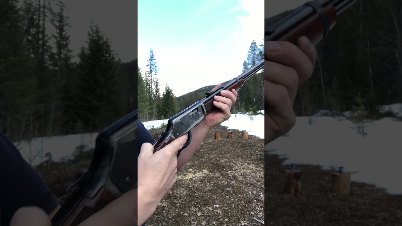 ✅out Winchester model 94 22 mag caliber with 20 inch barrel versus three bud light #youtubeshorts