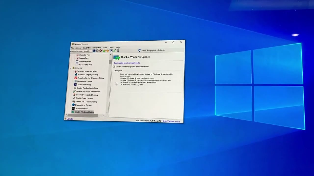 How to Disable Auto Updates on Windows 10/11 (Winaero Tweaker)