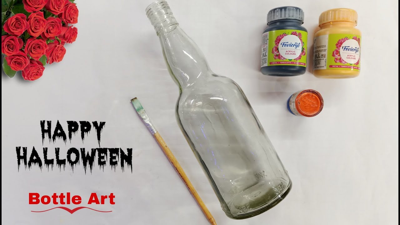 Halloween Glass Bottle Art | Easy Bottle Painting Ideas