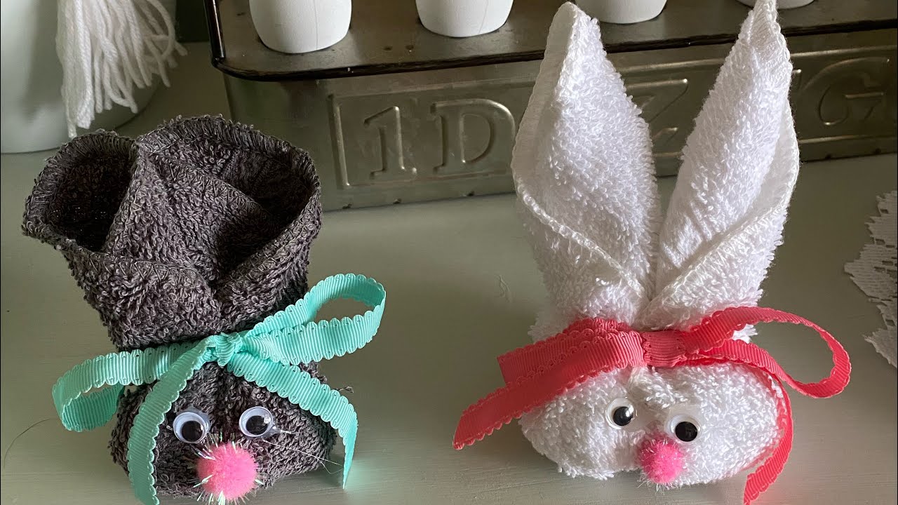 DIY washcloth bunnies