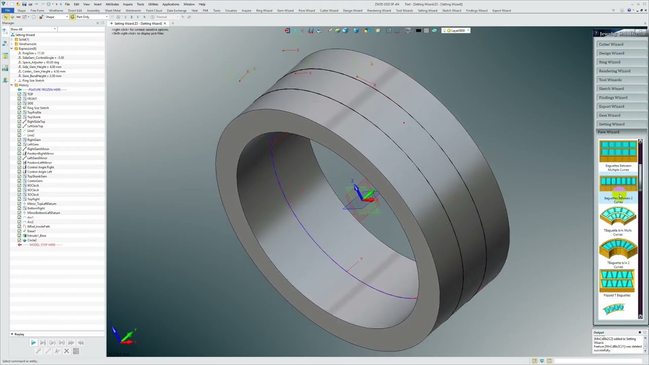 Baguettes Between 2 Curves and Multiple Curves | Designing Jewelry in App