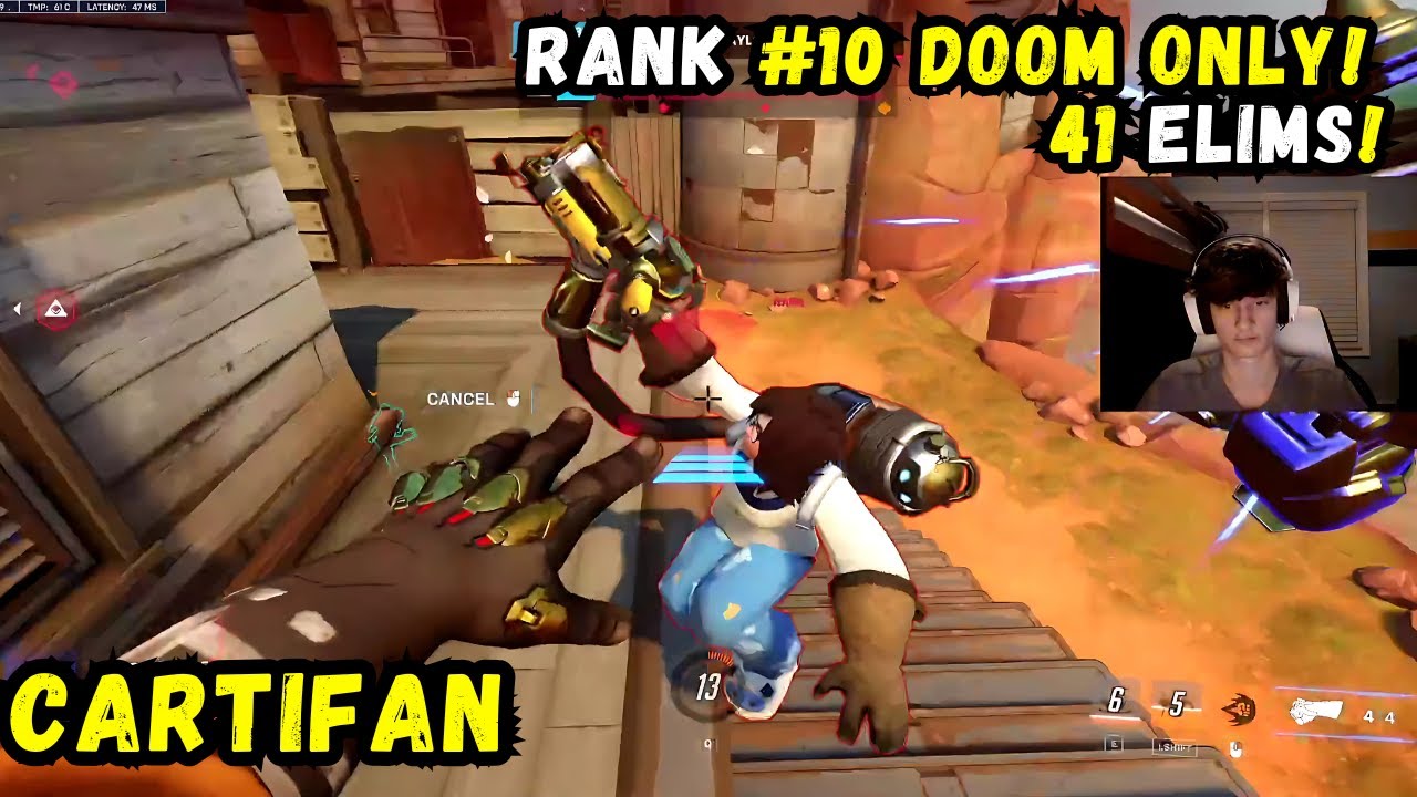 41 ELIMS! CARTIFAN RANK 10 DOOMFIST ON JUNKER TOWN OVERWATCH 2 SEASON 14 GAMEPLAY