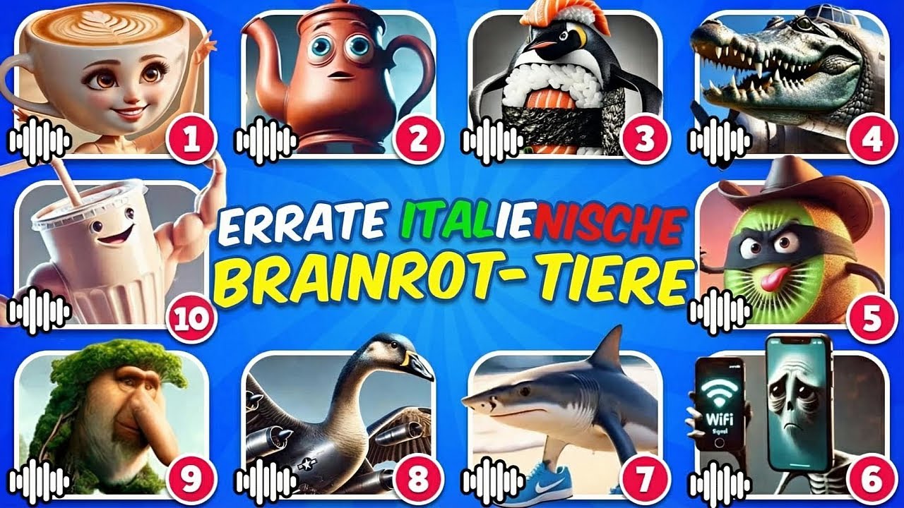 Errate Italienische Tier in 5 Sekunden | Brainrot Memes Quiz | Tralalero, Bombardino