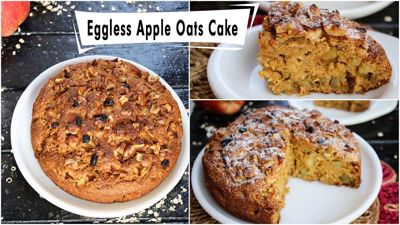 Eggless Apple Oats Cake Recipe - No Maida, No Refined sugar, No Oil | Christmas Special Recipe