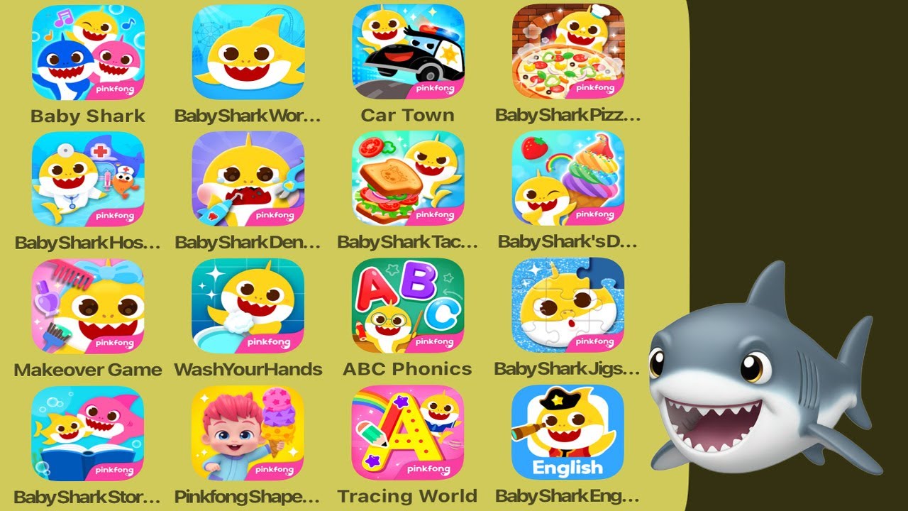 Pinkfong Baby SHark,Baby SHark World,Baby SHark Hospital,Baby SHark Dentist,Baby SHark English Game