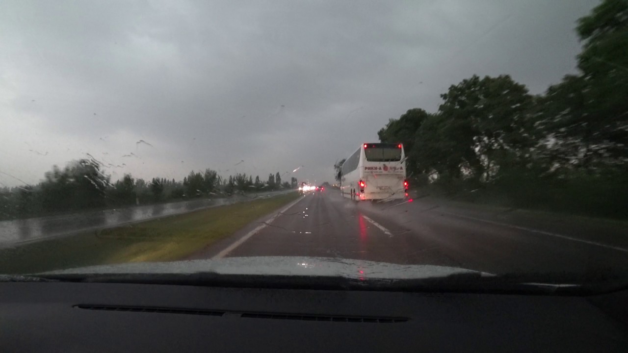 Driving on a highway with rain (Ukraine) 28.07.2017