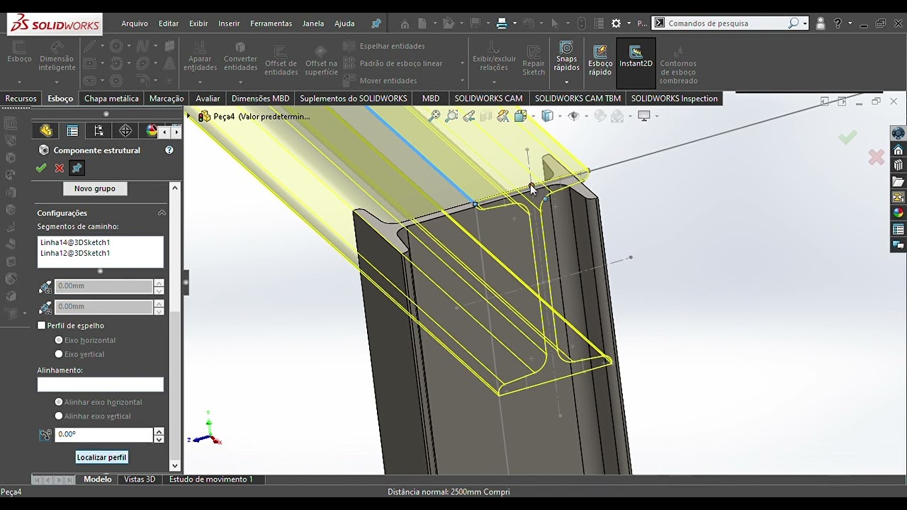 AULA 0001 - COMO FAZER ESTRUTURA METALICA NO SOLIDWORKS