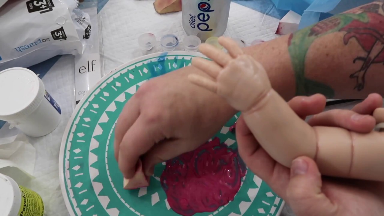 Painting A Silicone Baby Doll - Mottling - Another stage in the life process - nlovewithreborns2011