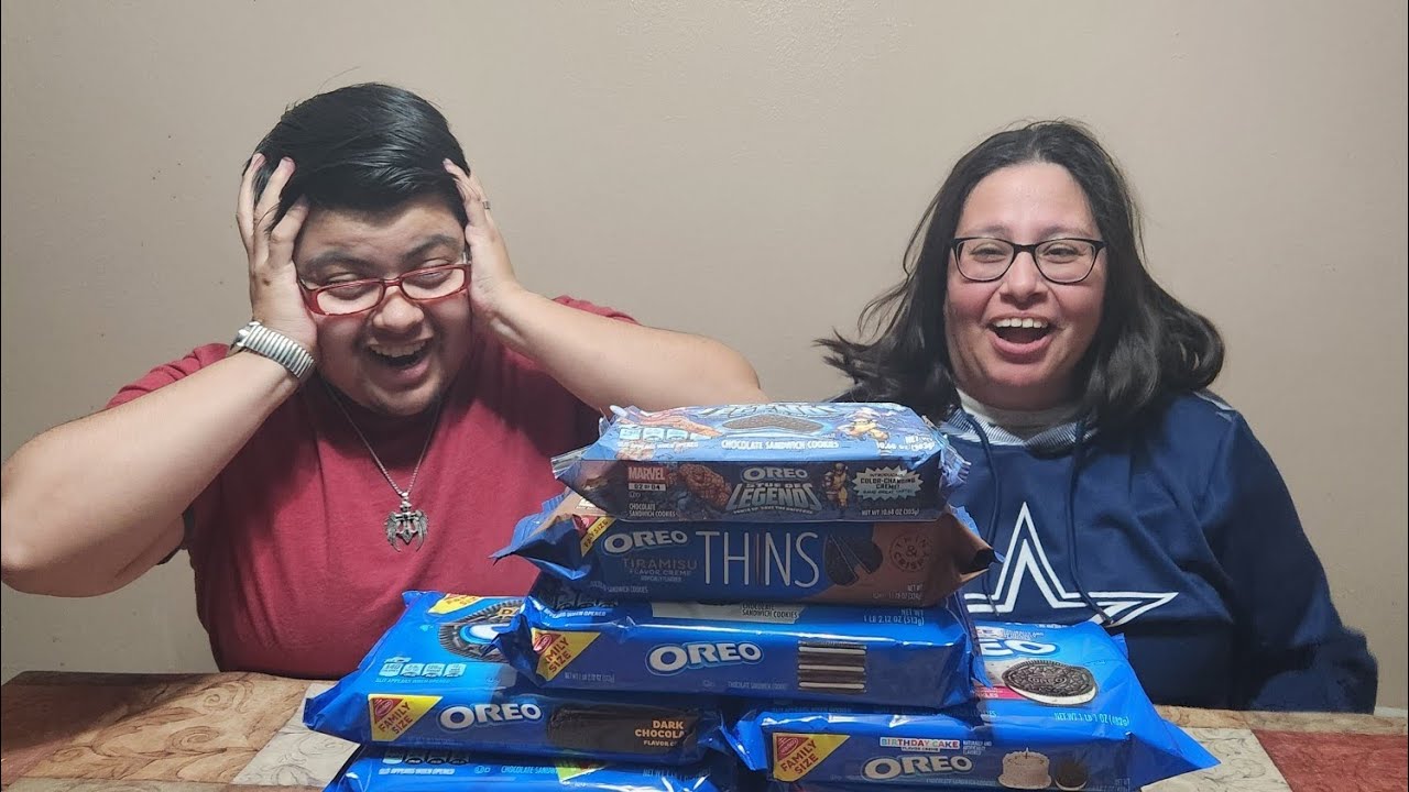 Trying different types of Oreo flavors 