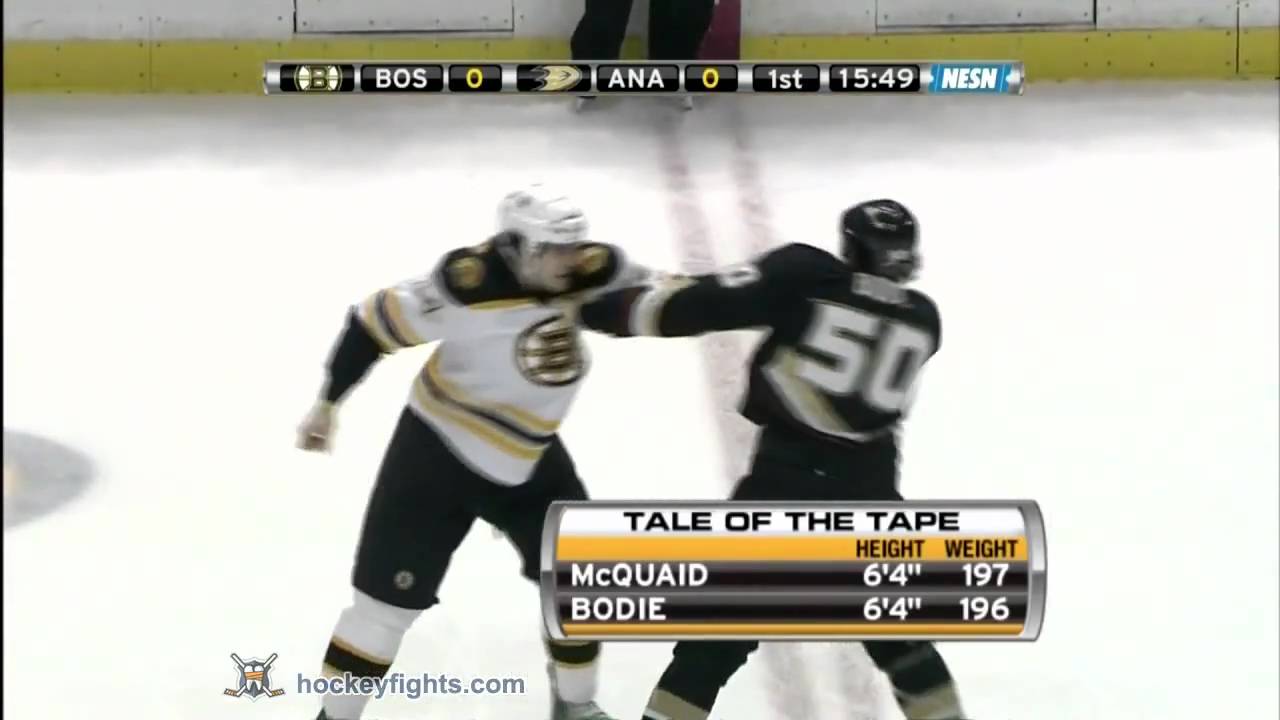 Adam McQuaid vs Troy Bodie Jan 13, 2010 - NESN feed