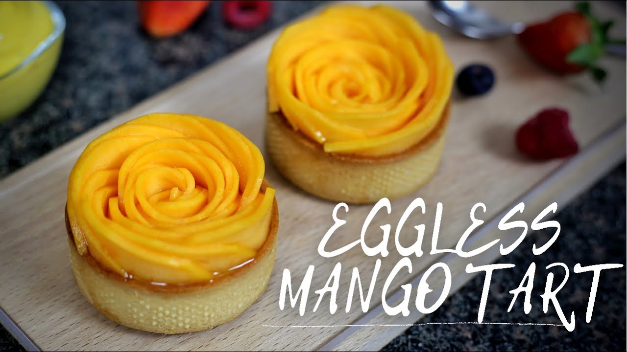 Eggless Saffron & Mango Tart| Mango Tart| Eggless Tart Dough