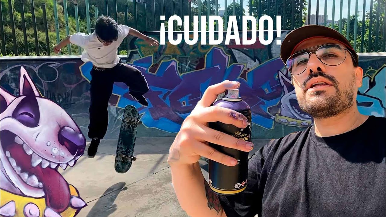 P3LIGR0S0 BULLTERRIER en el SkatePark de MANIZALES | Graffiti Quick Piece con Character