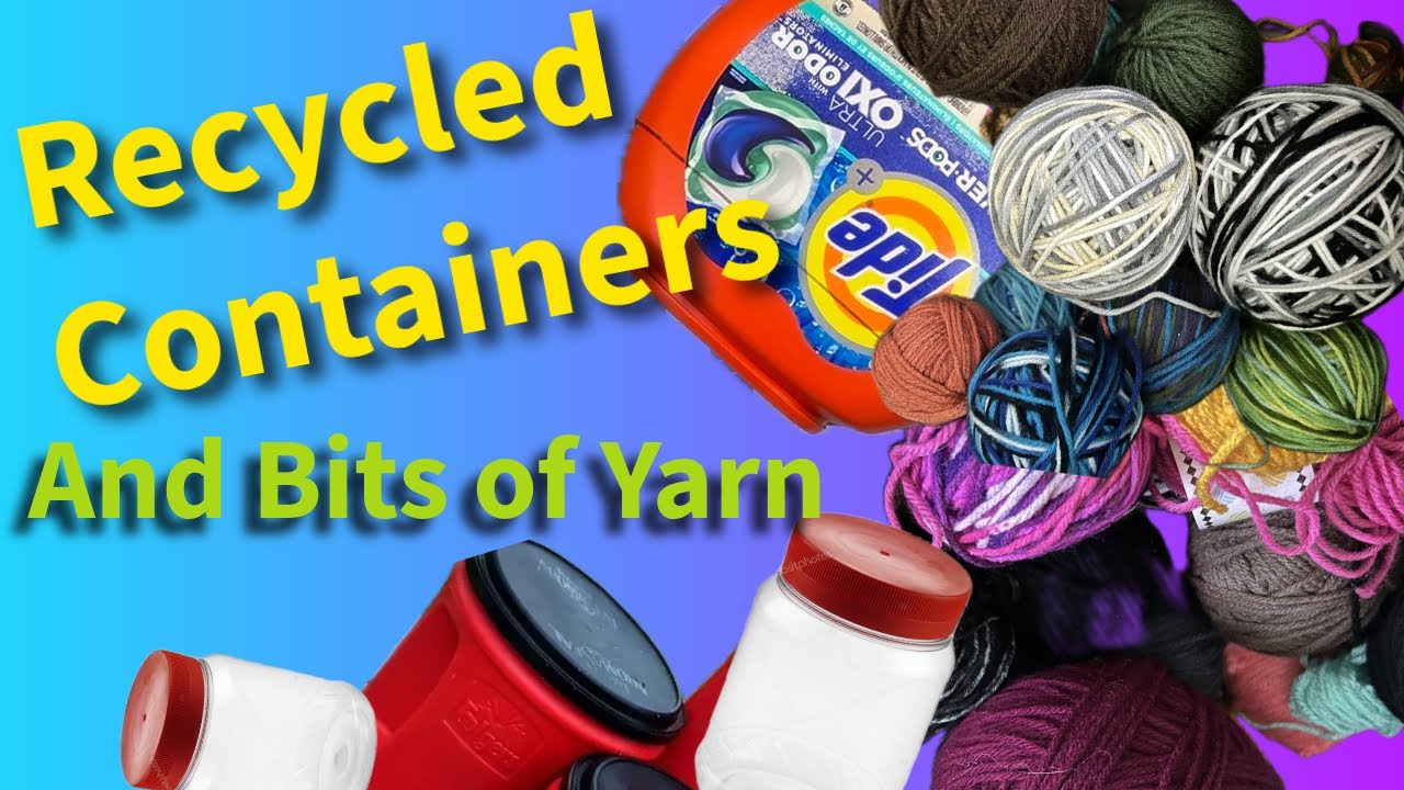 Making Drawstring Gift Bags from Recycled Containers and Leftover Yarn
