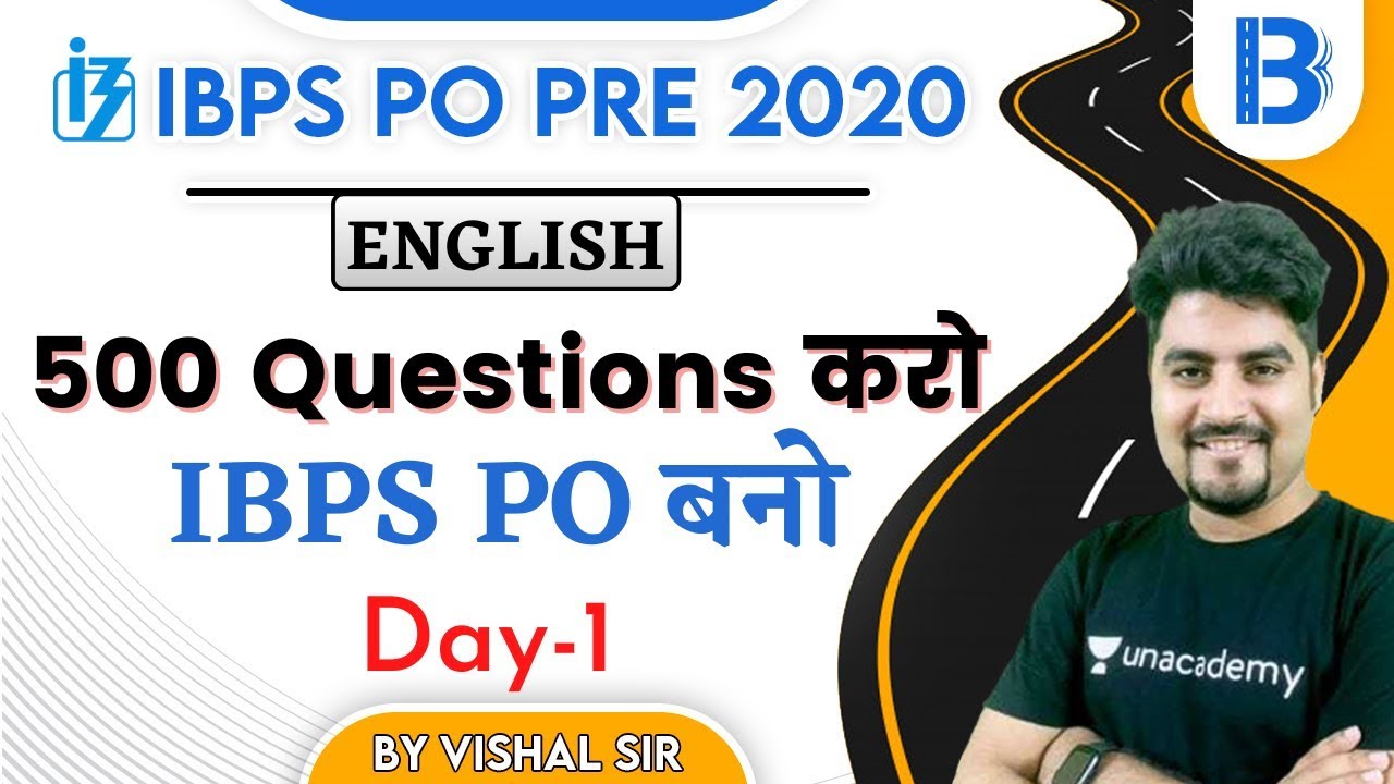 9:00 AM - IBPS PO PRE 2020 | English by Vishal Sir | 500 Questions Series (Day-1)