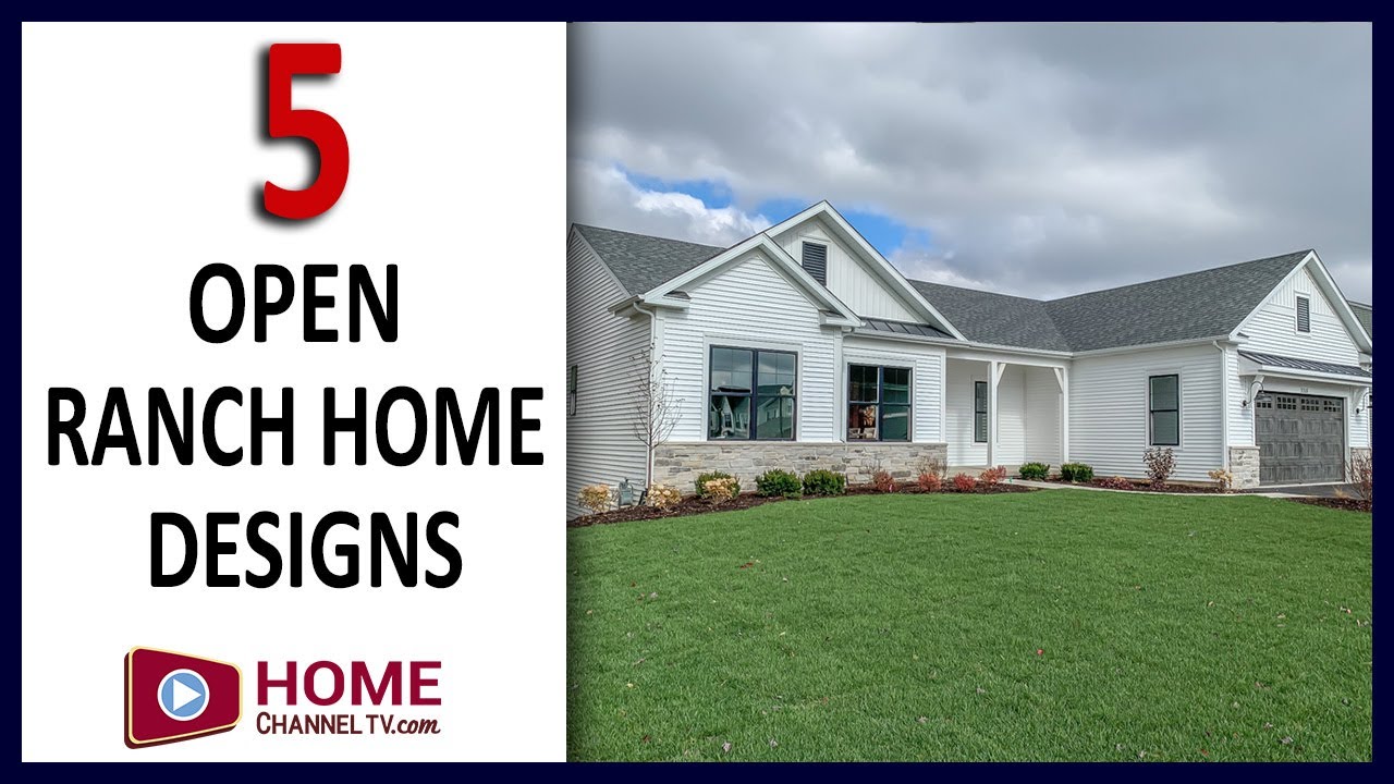 Five Beautiful Custom Ranch Home Designs - Walk-through Tours - Open Concept House Design Ideas
