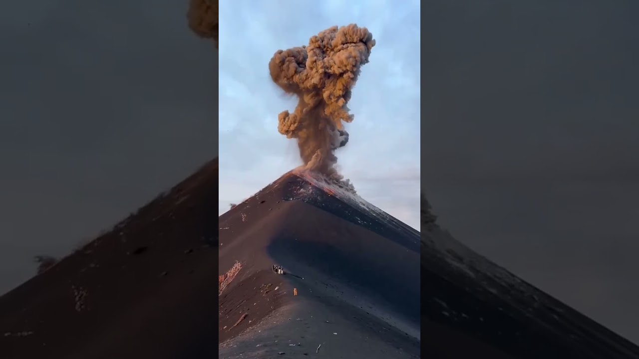 Watch Moment Tourists RUN FOR THEIR LIVES as Lava Rains Down During Volcano Hike #shorts