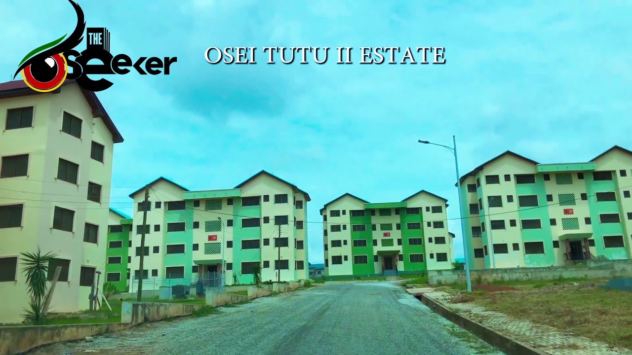 Affordable Housing Project Drive and Aerial View at Asokore Mampong in Kumasi, Ghana.