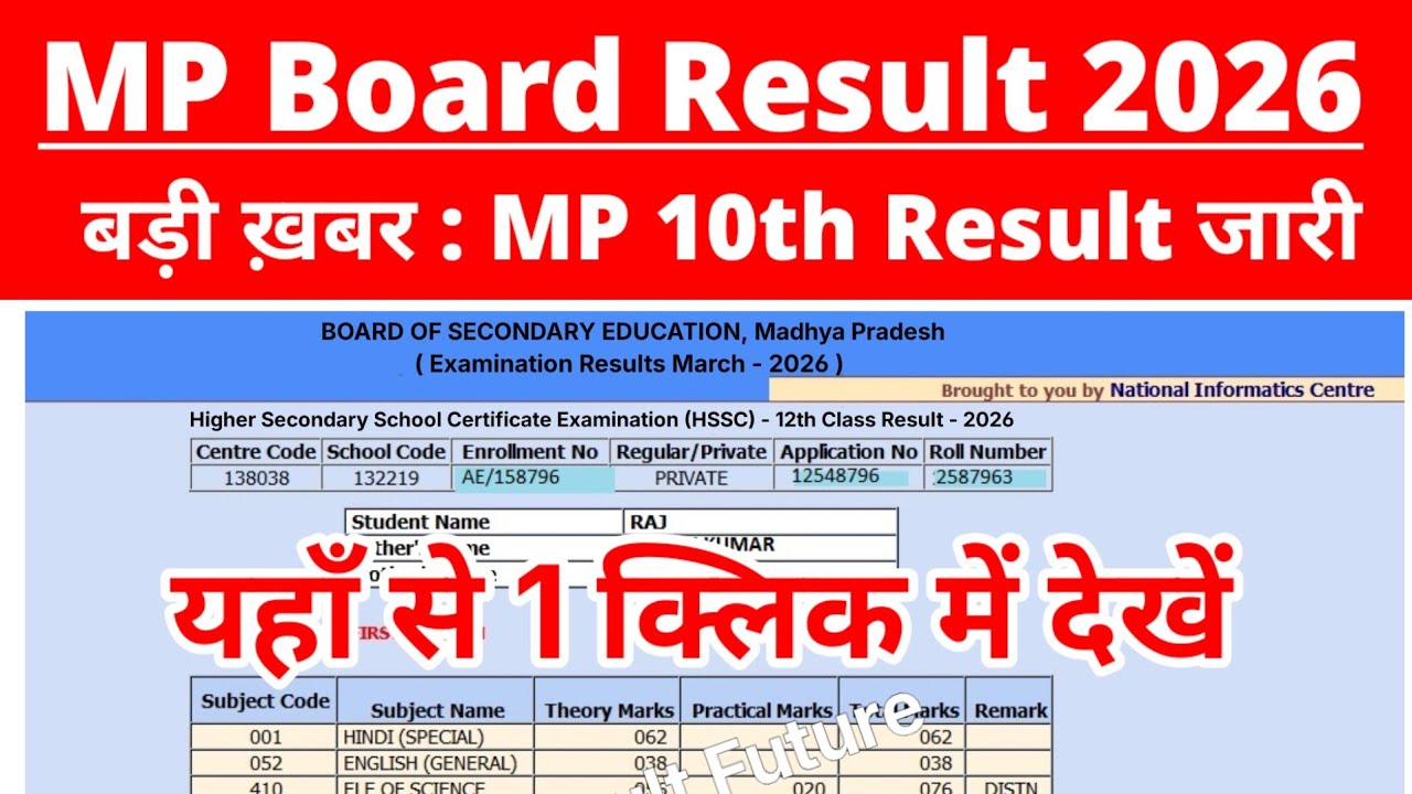 MP Board Class 10th Result 2026 Kaise Dekhe, How To Check MP Board 10th Result 2026, MP Board Result