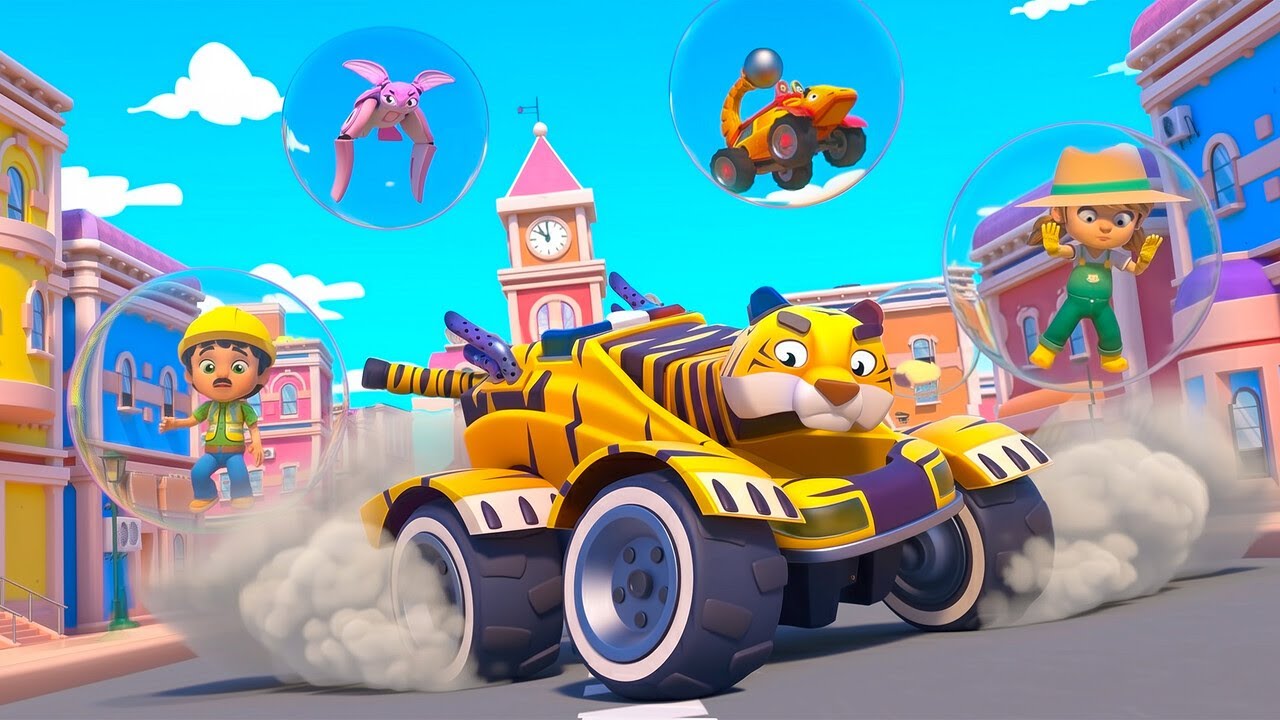 Застряли в ПУЗЫРЯХ! Помоги, ПОЛИЦЕЙСКИЙ АВТОМОБИЛЬ ТИГР! | Отряд машин и грузовиков спасателей