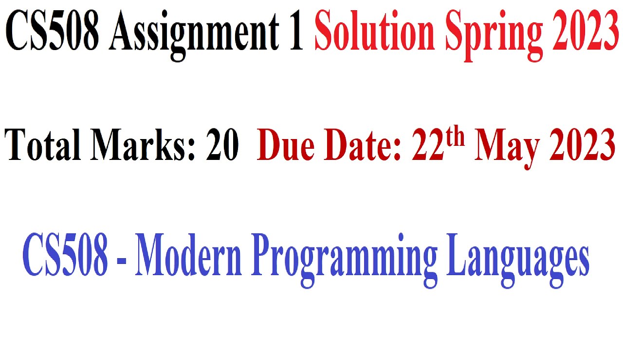 CS508 Assignment NO 1 Spring 2023 | CS508 Assignment 1 Solution Spring 2023 | Modern Programming