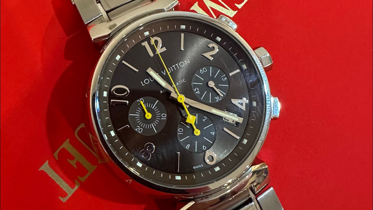 Louis Vuitton Tambour Q1121 計時 啡色面 41MM自動日曆 原裝鋼帶