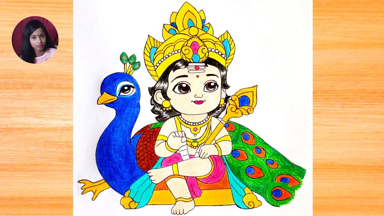 How to draw Cute Lord Kartikeya || Cute lord kartikeya drawing || Cute Murugan drawing