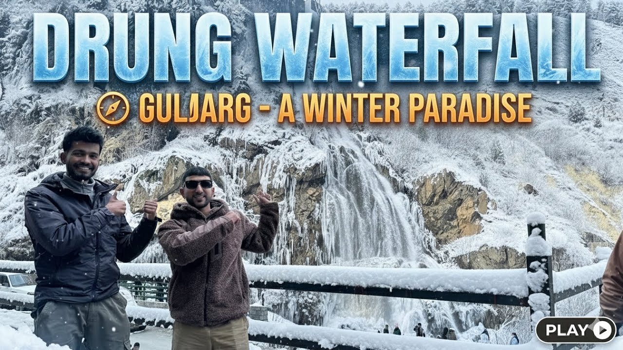 Kashmir Trip : Drung Frozen Waterfall Gulmarg |  #kashmirtrip #gulmarg #drungwaterfall #snowfall2026