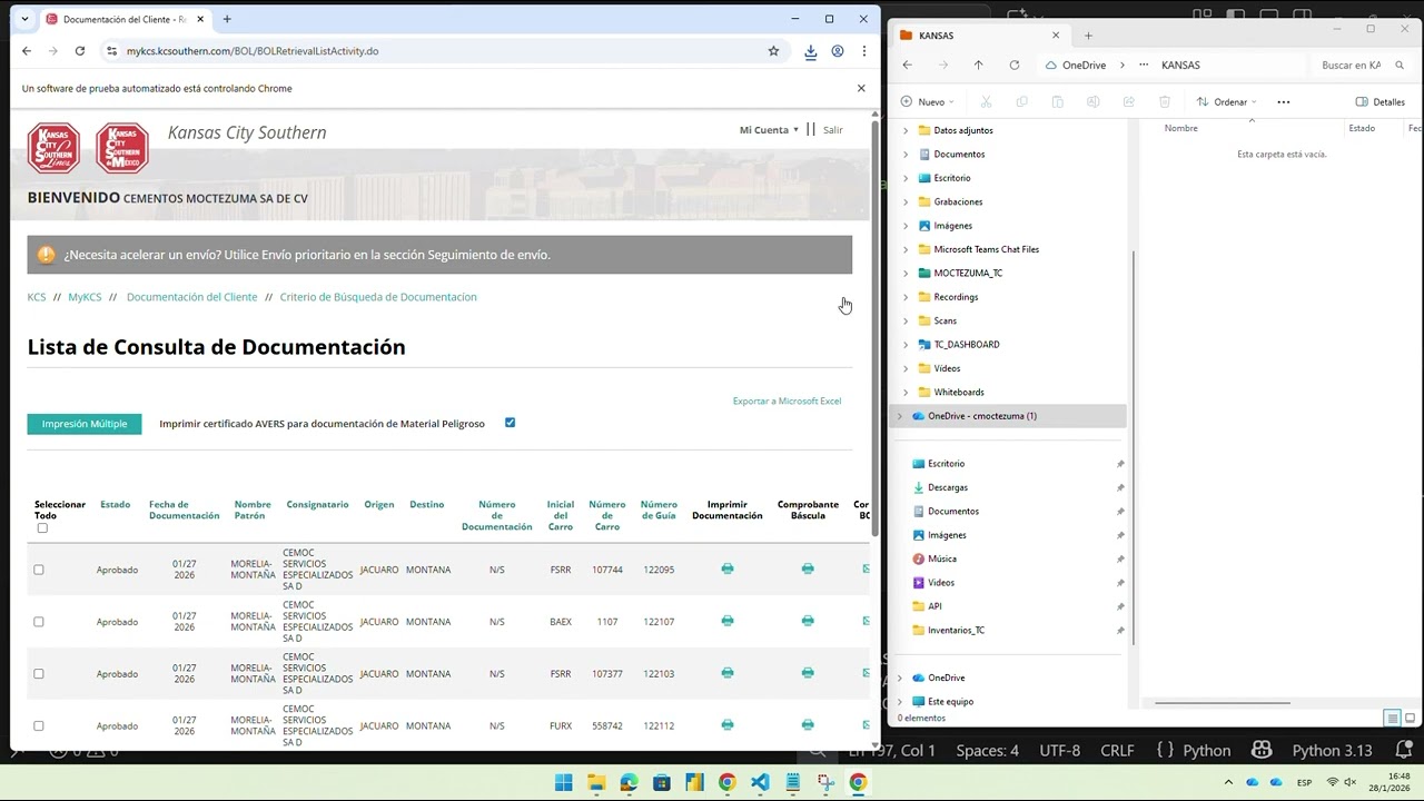 Automatización de Aplicación Web KNS con Python-Selenium