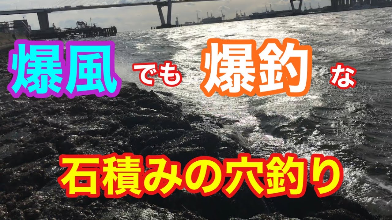 爆風でも爆釣な石積み護岸の穴釣り 名古屋港