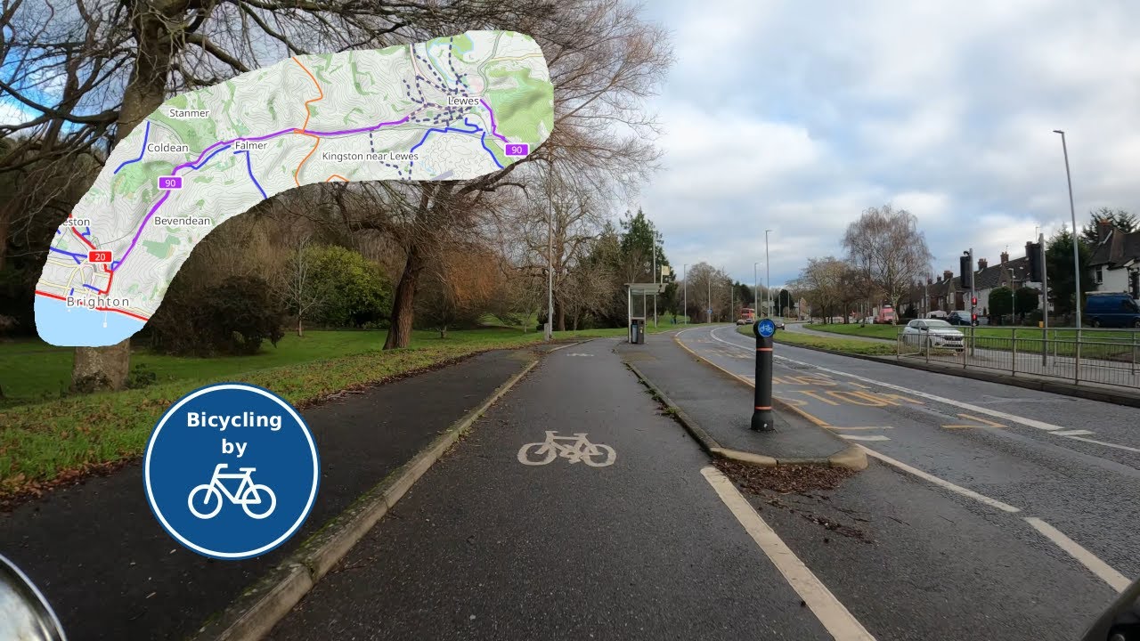NCN Route 90: Brighton to Lewes - Full Cycling Footage