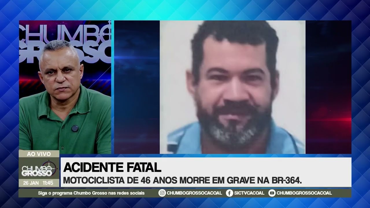 MOTOCICLISTA DE 46 ANOS MORRE EM GRAVE ACIDENTE NA BR 364