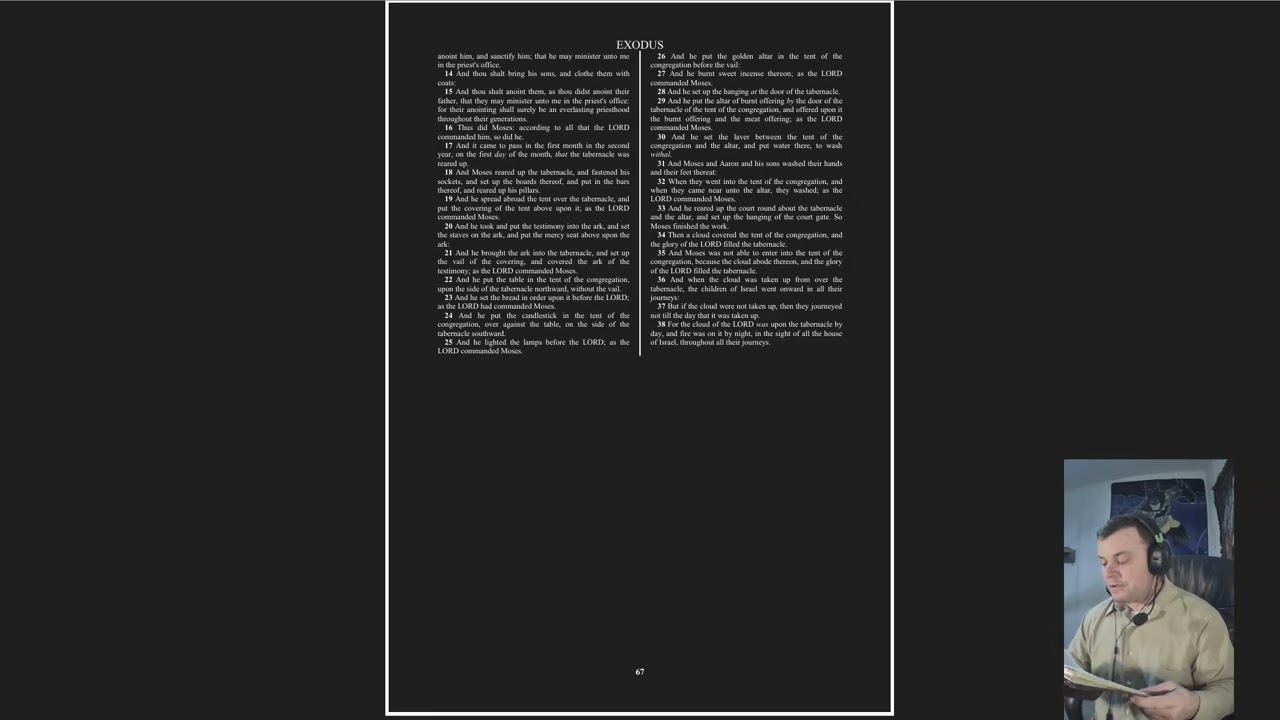 A Chapter A Day To Keep The Devil At Bay, Exodus Chapter 40 NLT (KJV on screen) Exodus complete...