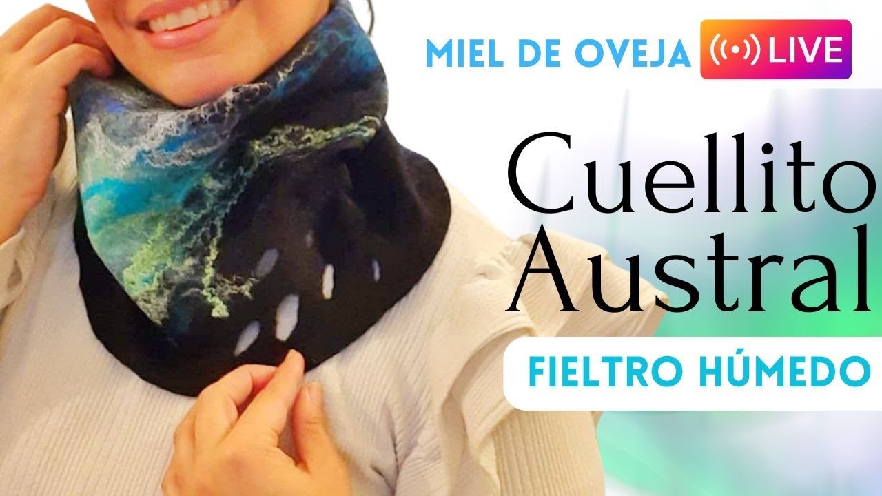 Cuellito en fieltro humedo. Aprende a fieltrar con vellon merino desde cero.